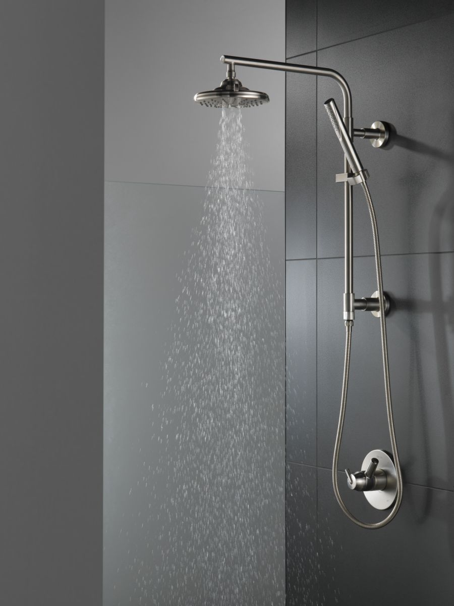 DELTA Universal Showering Components H2OKINETIC 3-Setting Raincan Shower Head — Lumicoat® Stainless