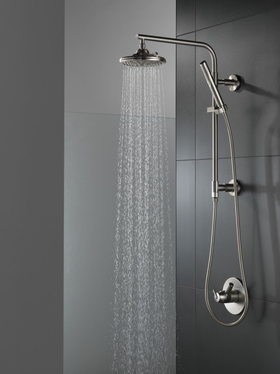 DELTA Universal Showering Components H2OKINETIC 3-Setting Raincan Shower Head — Lumicoat® Stainless