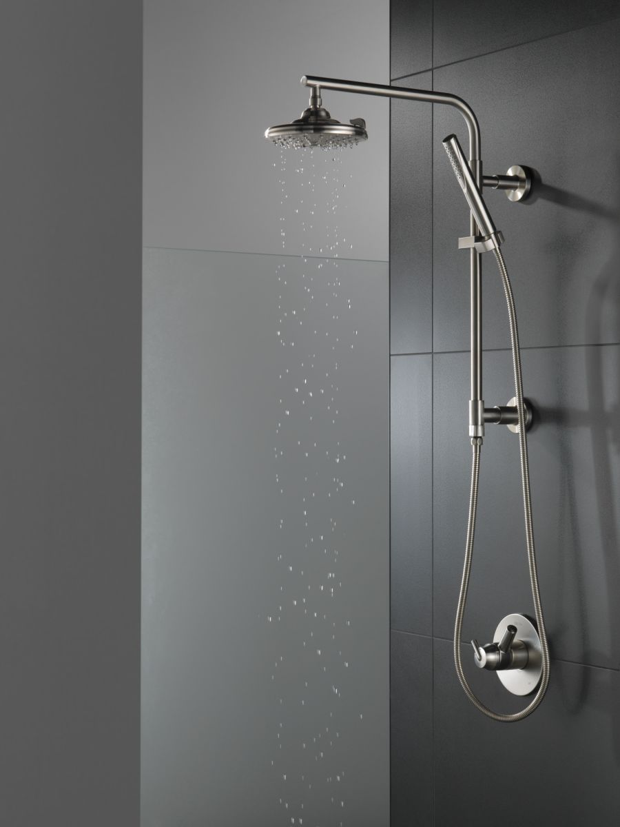 DELTA Universal Showering Components H2OKINETIC 3-Setting Raincan Shower Head — Lumicoat® Stainless
