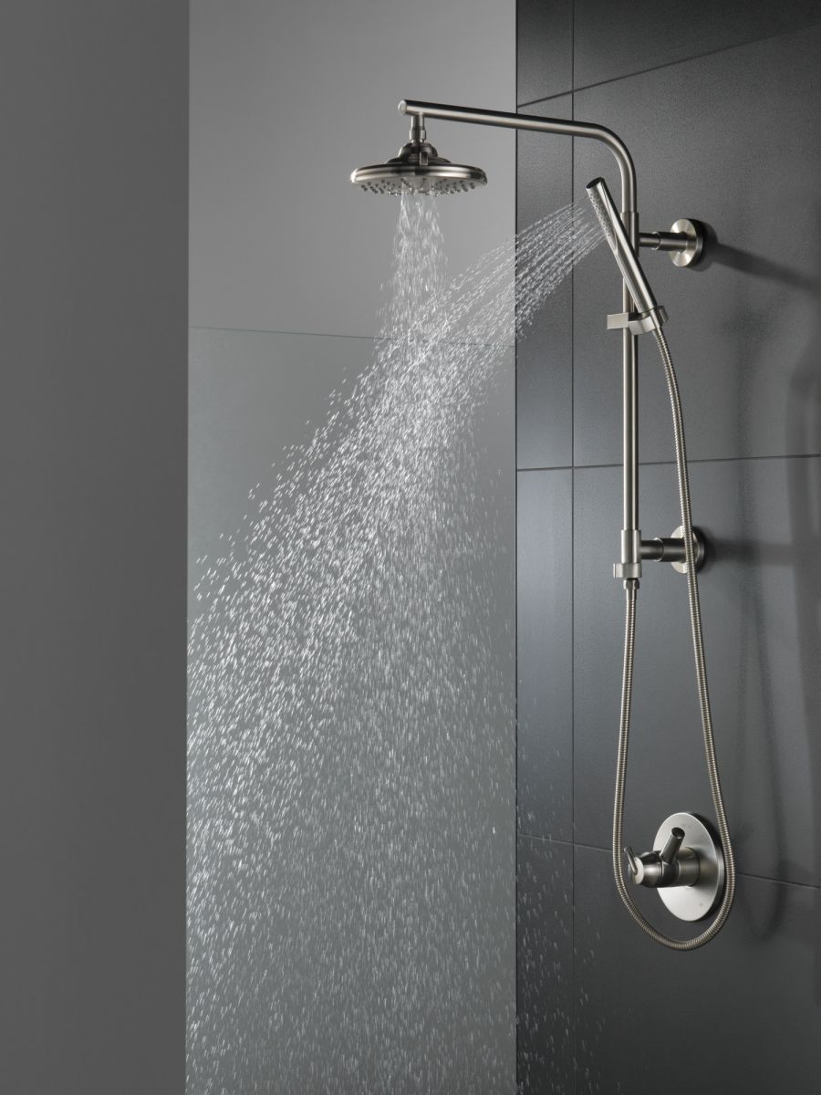 DELTA Universal Showering Components H2OKINETIC 3-Setting Raincan Shower Head — Lumicoat® Stainless