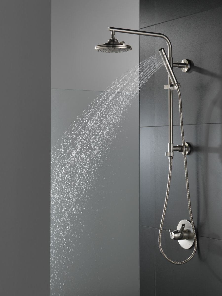 DELTA Universal Showering Components H2OKINETIC 3-Setting Raincan Shower Head — Lumicoat® Stainless