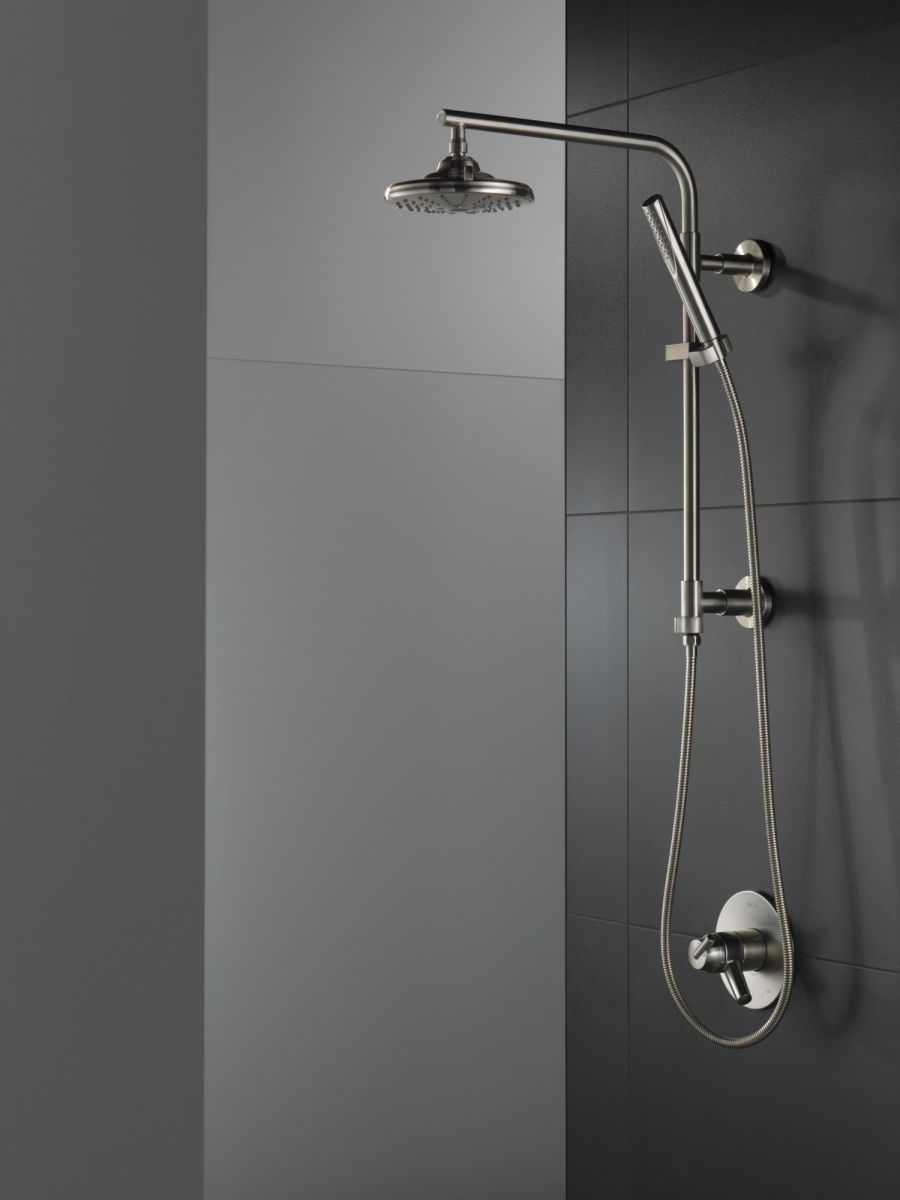DELTA Universal Showering Components H2OKINETIC 3-Setting Raincan Shower Head — Lumicoat® Stainless