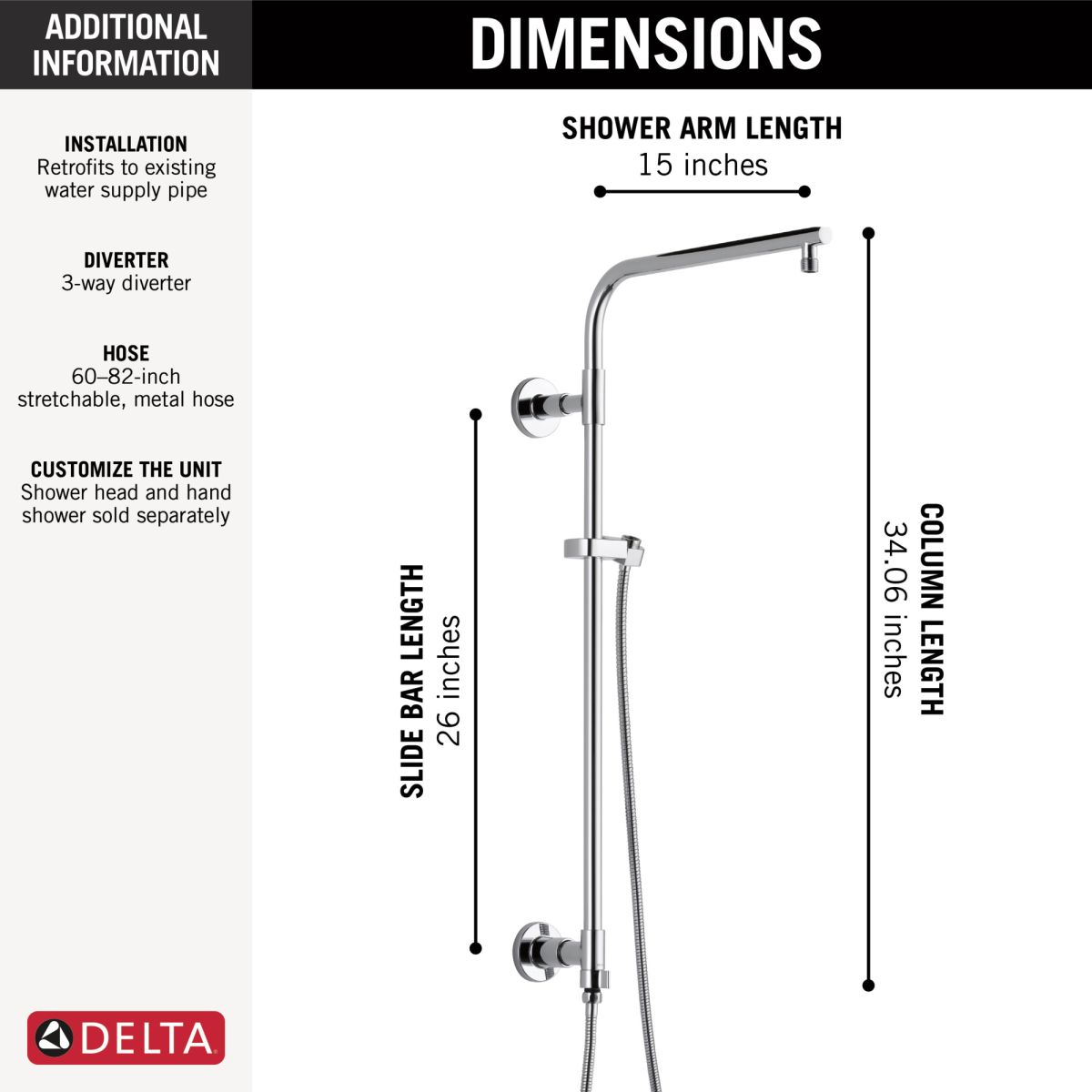 DELTA Universal Showering Components Emerge 26" Round Shower Column — Lumicoat® Chrome
