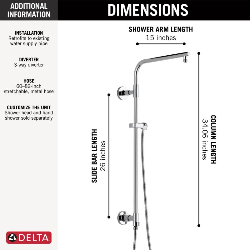 DELTA Universal Showering Components Emerge 26" Round Shower Column — Lumicoat® Chrome