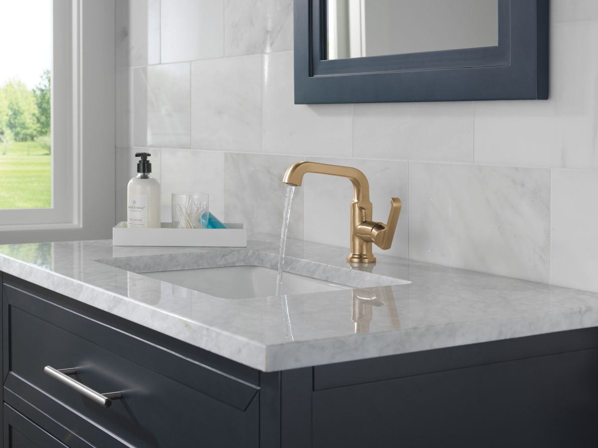 DELTA Tetra Single Handle Bathroom Faucet — Lumicoat® Champagne Bronze