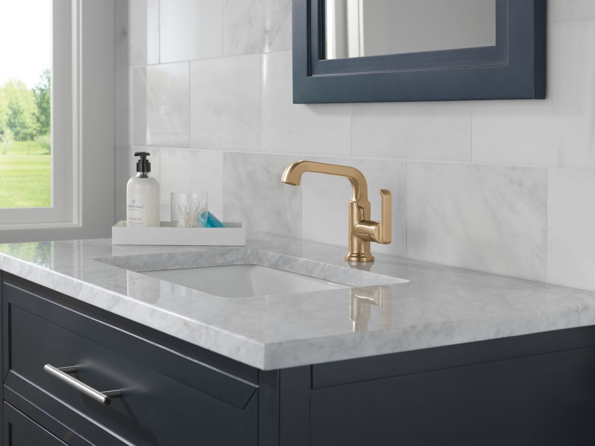 DELTA Tetra Single Handle Bathroom Faucet — Lumicoat® Champagne Bronze