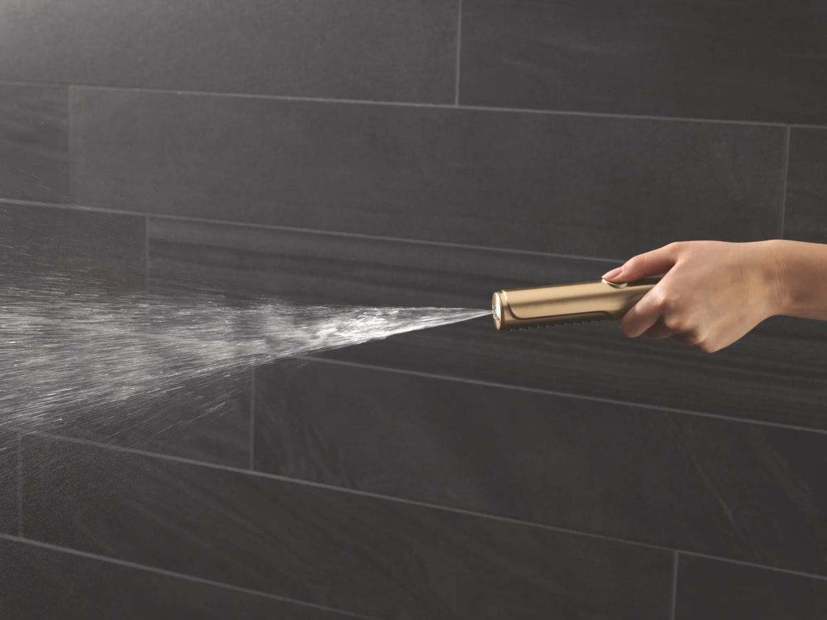 DELTA Universal Showering Components 2-Setting Hand Shower with ProClean Spray — Lumicoat® Champagne Bronze