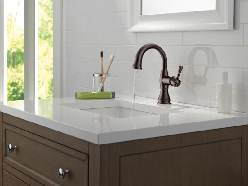 DELTA Cassidy Single Handle Pull Down Bathroom Faucet — Venetian Bronze