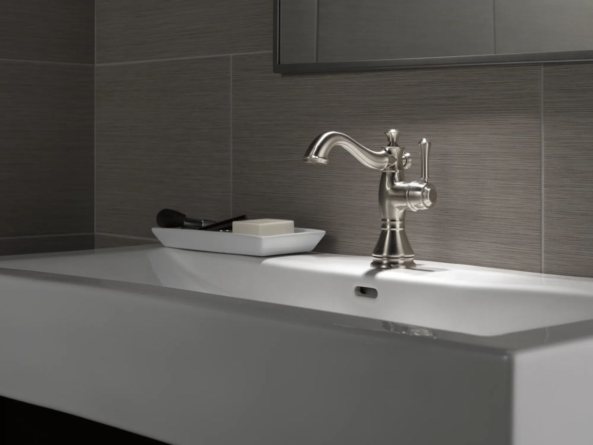 DELTA Cassidy Single Handle Bathroom Faucet — Stainless