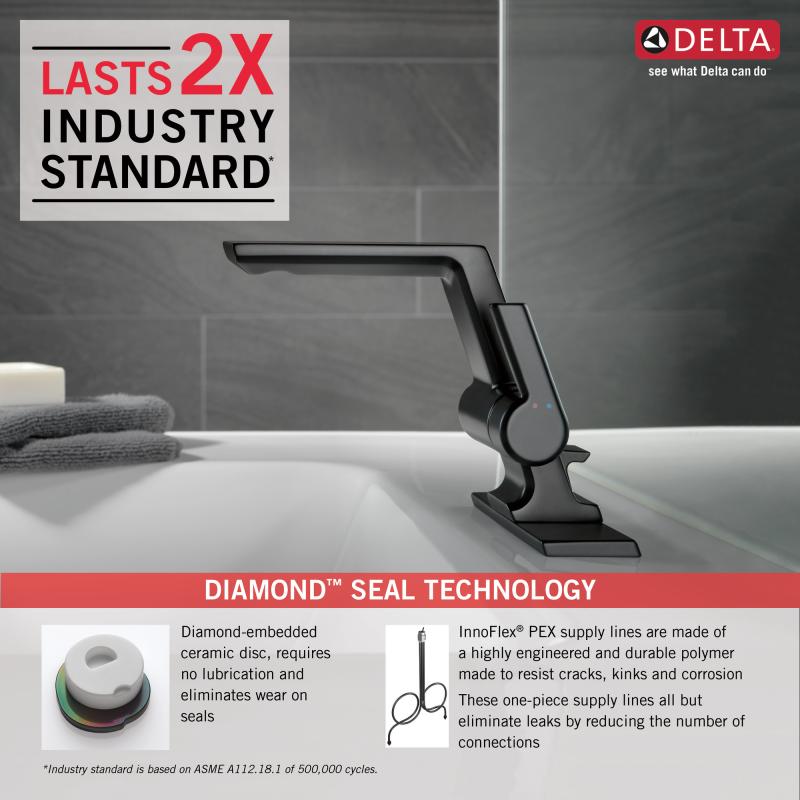 DELTA Pivotal Single Handle Bathroom Faucet — Matte Black