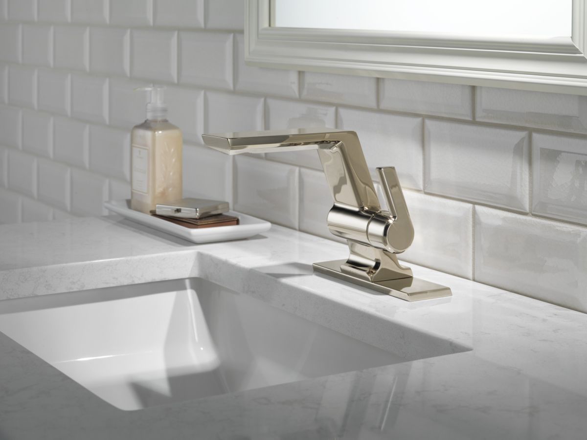 DELTA Pivotal Single Handle Bathroom Faucet — Lumicoat® Polished Nickel