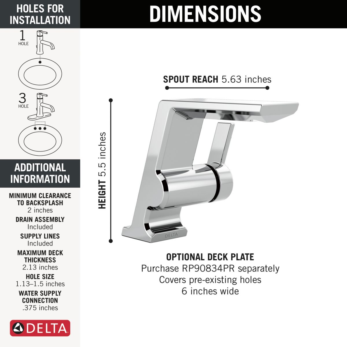 DELTA Pivotal Single Handle Bathroom Faucet — Lumicoat® Chrome