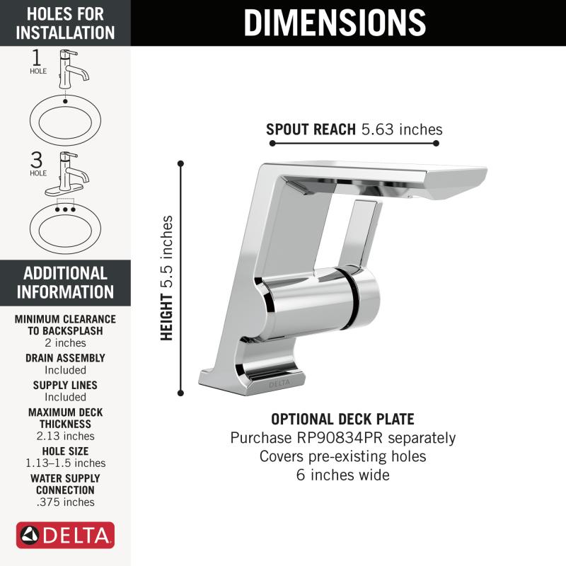 DELTA Pivotal Single Handle Bathroom Faucet — Lumicoat® Chrome