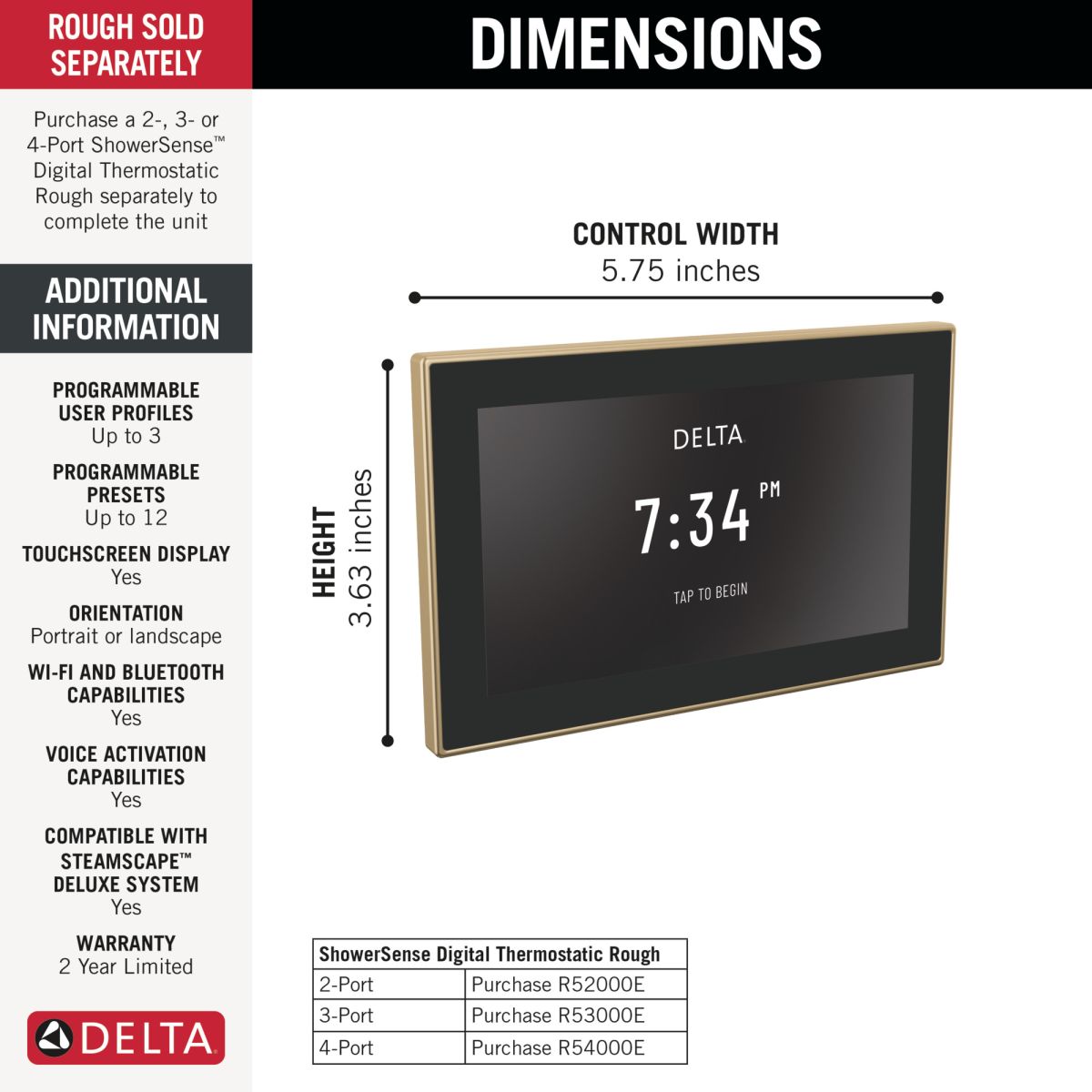 DELTA Universal Showering Components Digital Interface — Lumicoat® Champagne Bronze