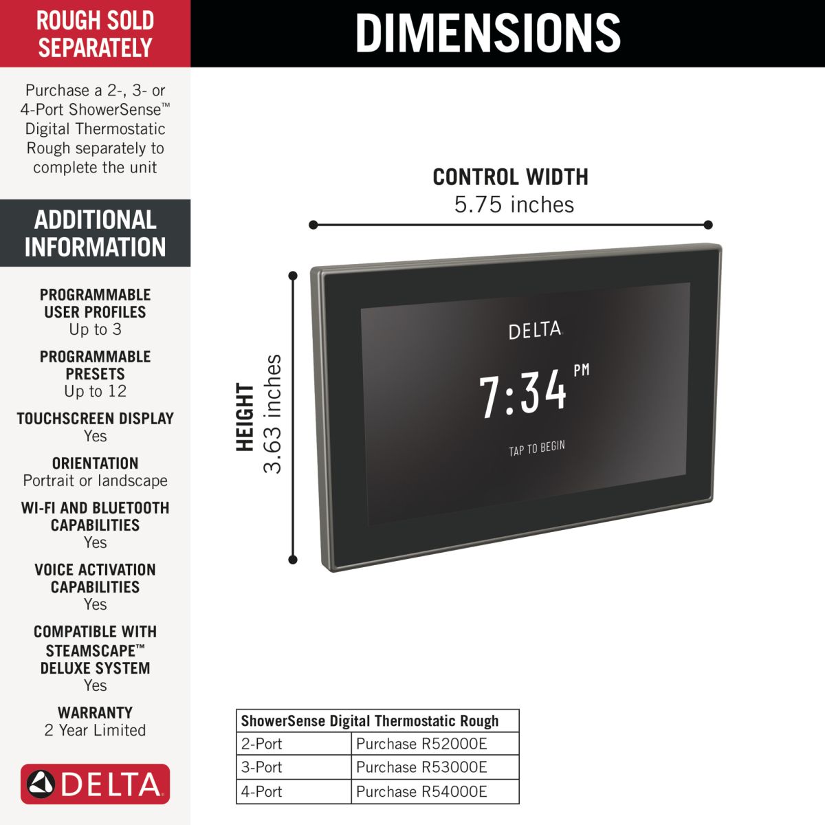 DELTA Universal Showering Components Digital Interface — Lumicoat® Black Stainless