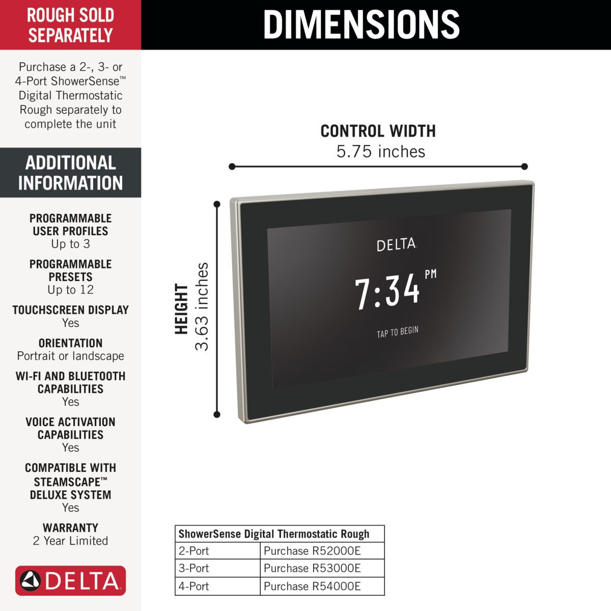 DELTA Universal Showering Components Digital Interface — Lumicoat® Stainless