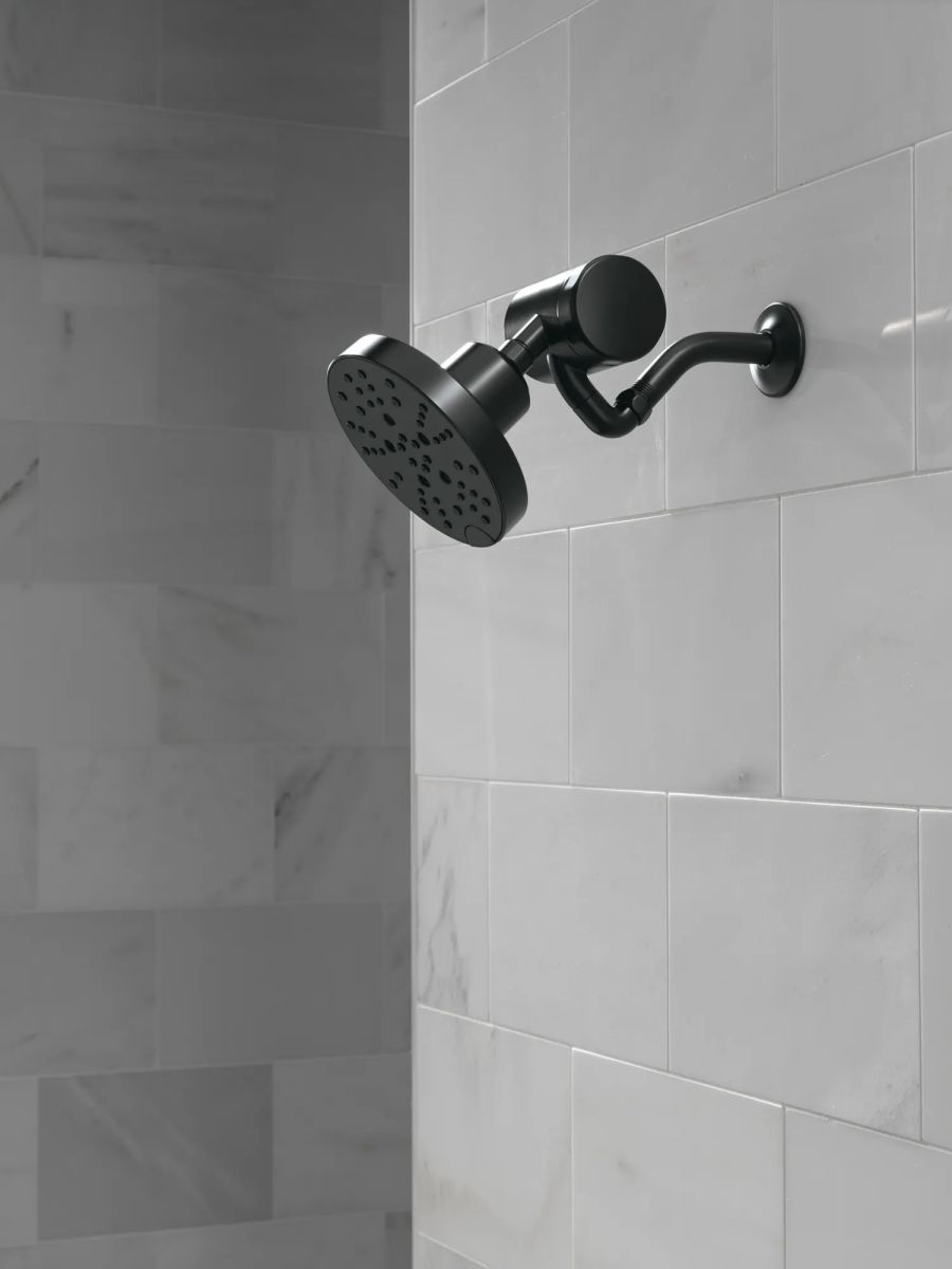 DELTA Universal Showering Components H2OKINETIC 5-Setting Contemporary Raincan Shower Head — Matte Black