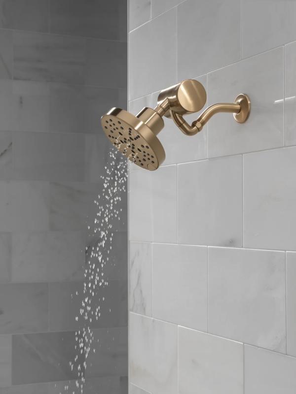 DELTA Universal Showering Components H2OKINETIC 5-Setting Contemporary Raincan Shower Head — Lumicoat® Champagne Bronze