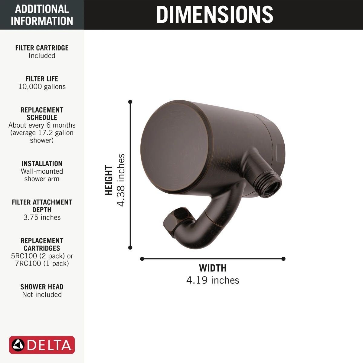 DELTA Clarifi Premium Shower Filter Attachment — Venetian Bronze