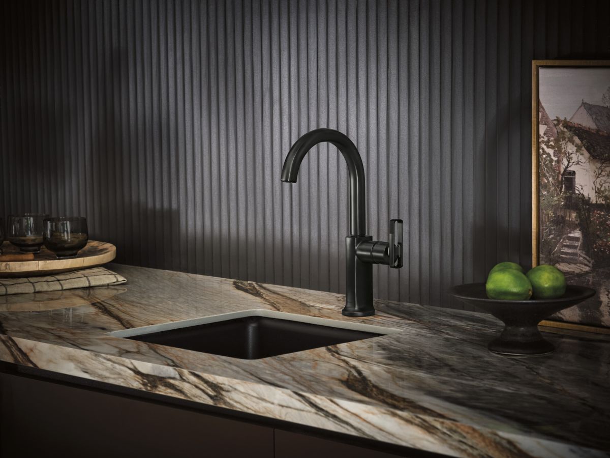 BRIZO Kintsu Bar Faucet with Arc Spout - Less Handle — Matte Black