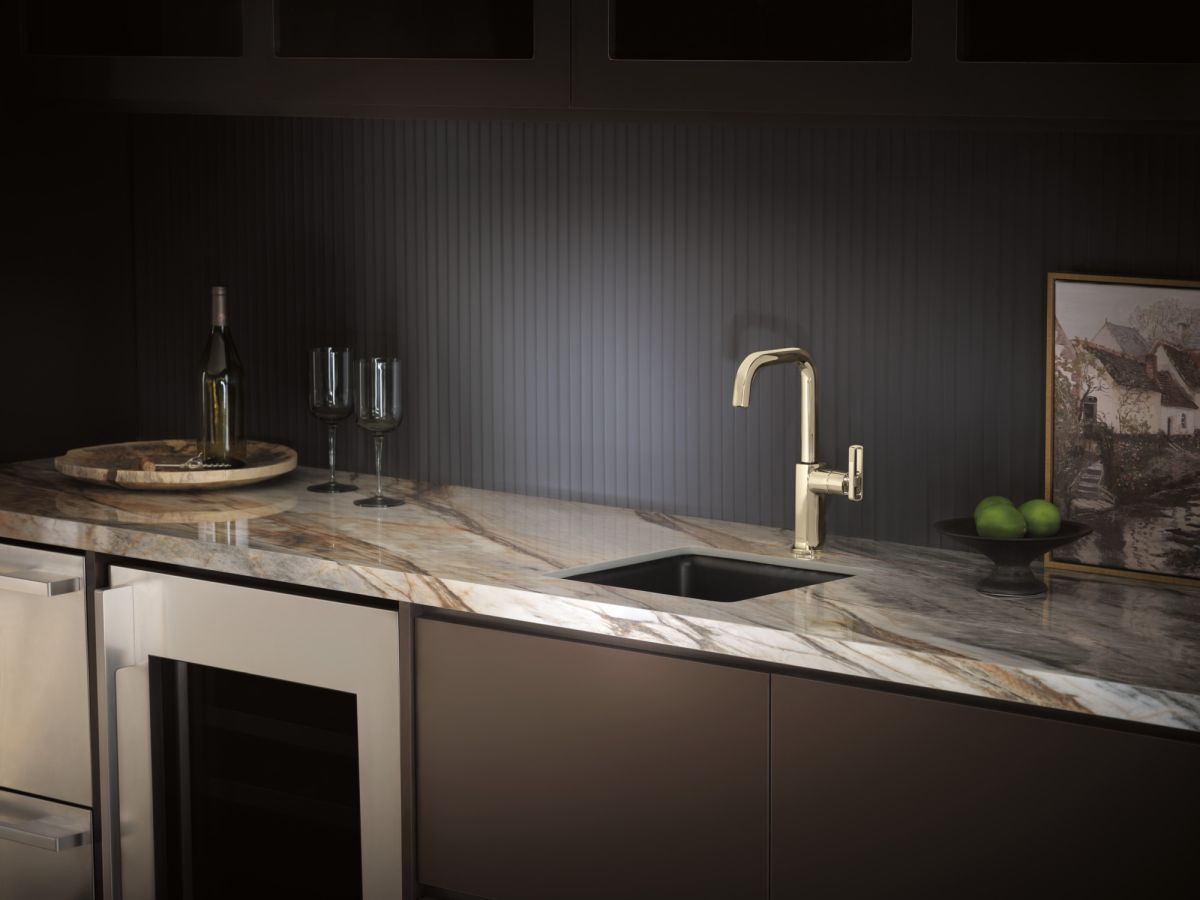 BRIZO Kintsu Bar Faucet with Square Spout - Less Handle — Lumicoat® Polished Nickel
