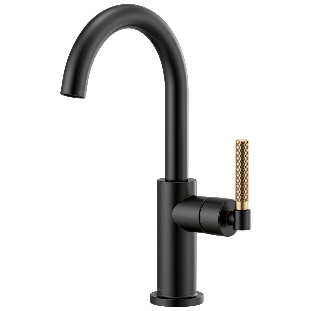 BRIZO Litze Bar Faucet with Arc Spout and Knurled Handle Kit — Matte Black/Luxe Gold