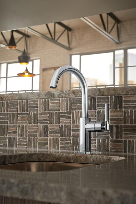 BRIZO Litze Bar Faucet with Arc Spout and Knurled Handle Kit — Chrome