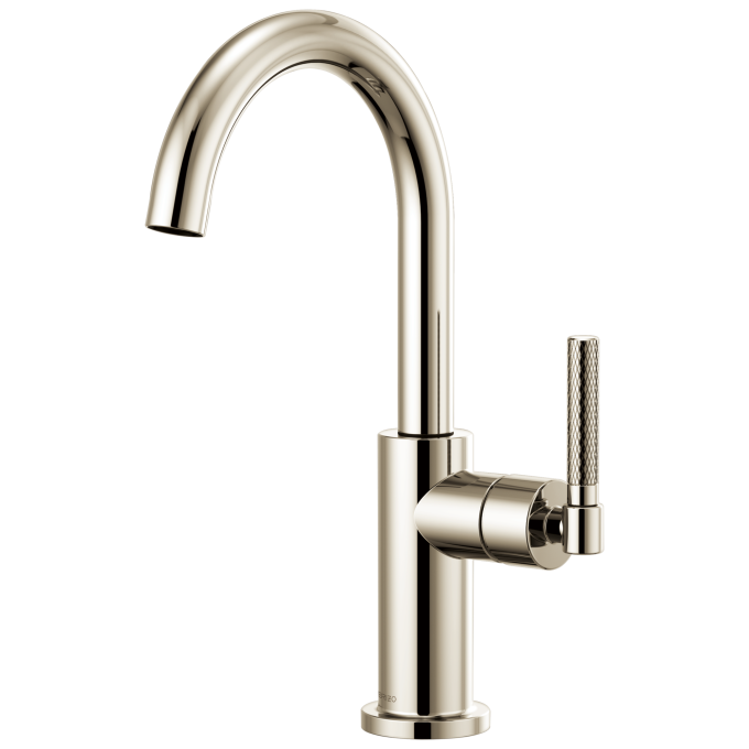 BRIZO Litze Bar Faucet with Arc Spout and Knurled Handle Kit — Polished Nickel