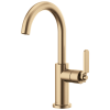 BRIZO Litze Bar Faucet with Arc Spout and Industrial Handle Kit — Luxe Gold