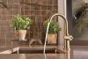 BRIZO Litze Bar Faucet with Arc Spout and Industrial Handle Kit — Luxe Gold