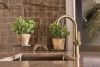 BRIZO Litze Bar Faucet with Arc Spout and Industrial Handle Kit — Luxe Gold