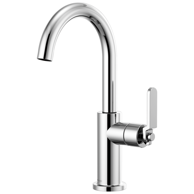 BRIZO Litze Bar Faucet with Arc Spout and Industrial Handle Kit — Chrome