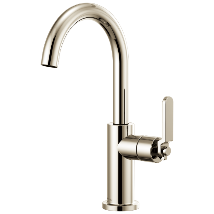 BRIZO Litze Bar Faucet with Arc Spout and Industrial Handle Kit — Polished Nickel