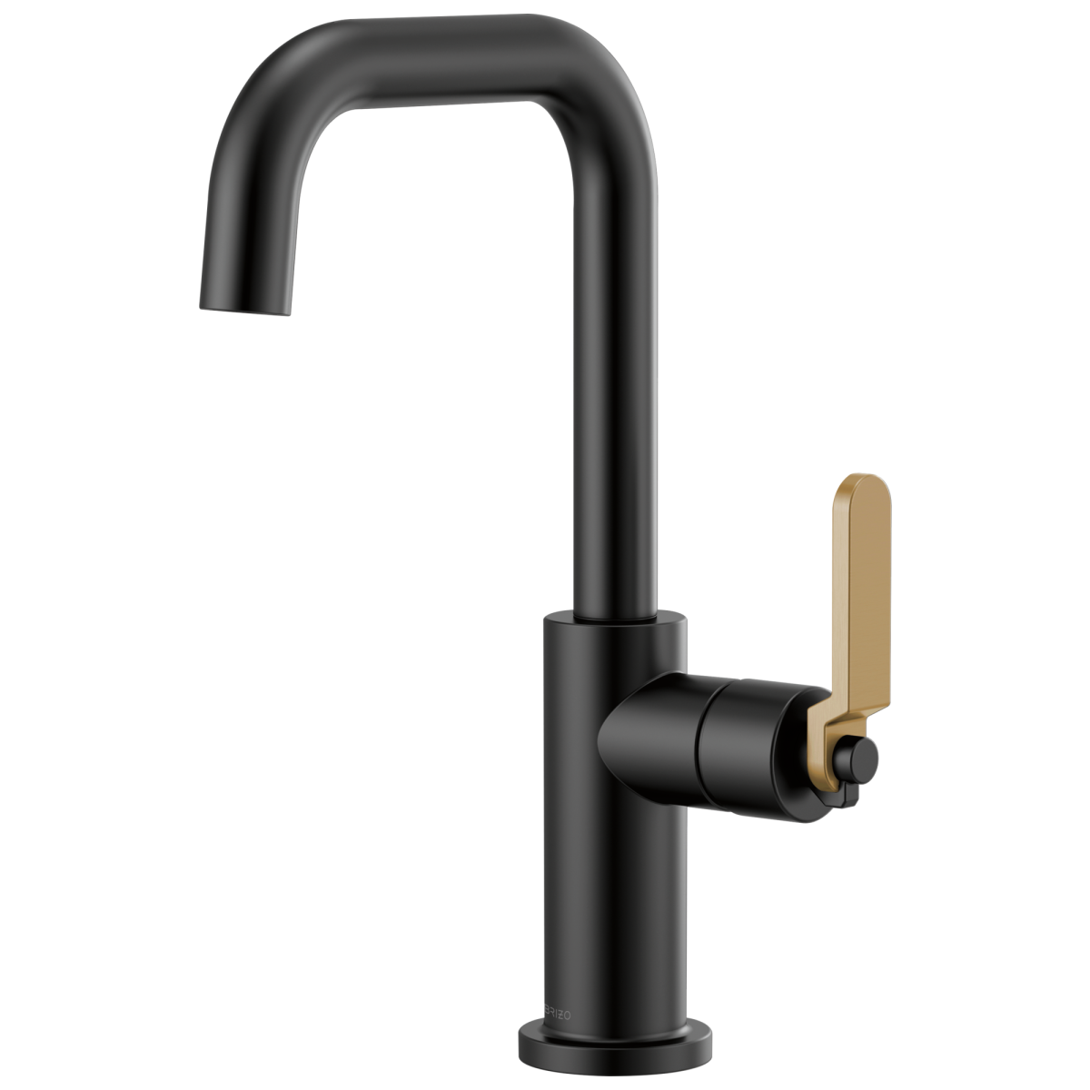 BRIZO Litze Bar Faucet with Square Spout and Industrial Handle Kit — Matte Black/Luxe Gold