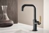 BRIZO Litze Bar Faucet with Square Spout and Industrial Handle Kit — Matte Black/Luxe Gold