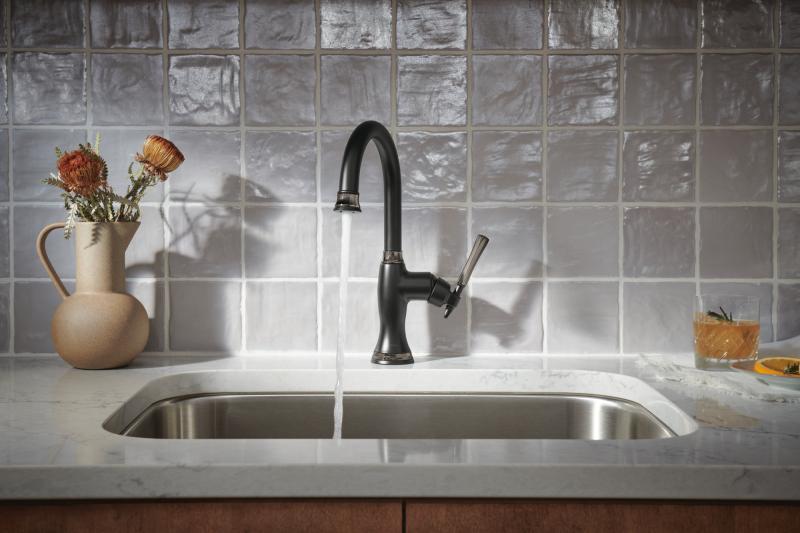 BRIZO Tulham Bar Faucet — Matte Black / Brilliance Black Onyx