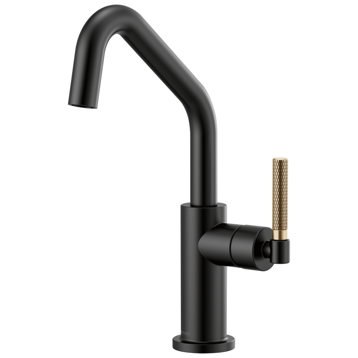 BRIZO Litze Bar Faucet with Angled Spout and Knurled Handle Kit — Matte Black/Luxe Gold