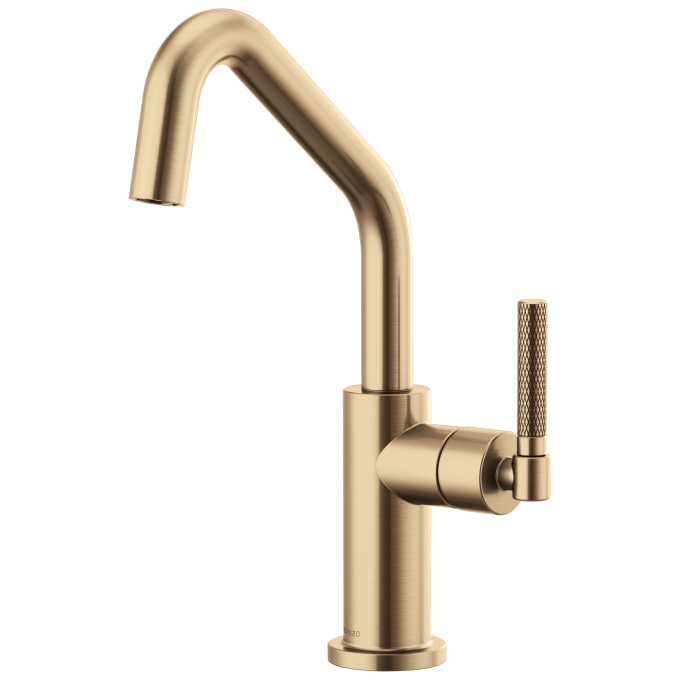 BRIZO Litze Bar Faucet with Angled Spout and Knurled Handle Kit — Luxe Gold