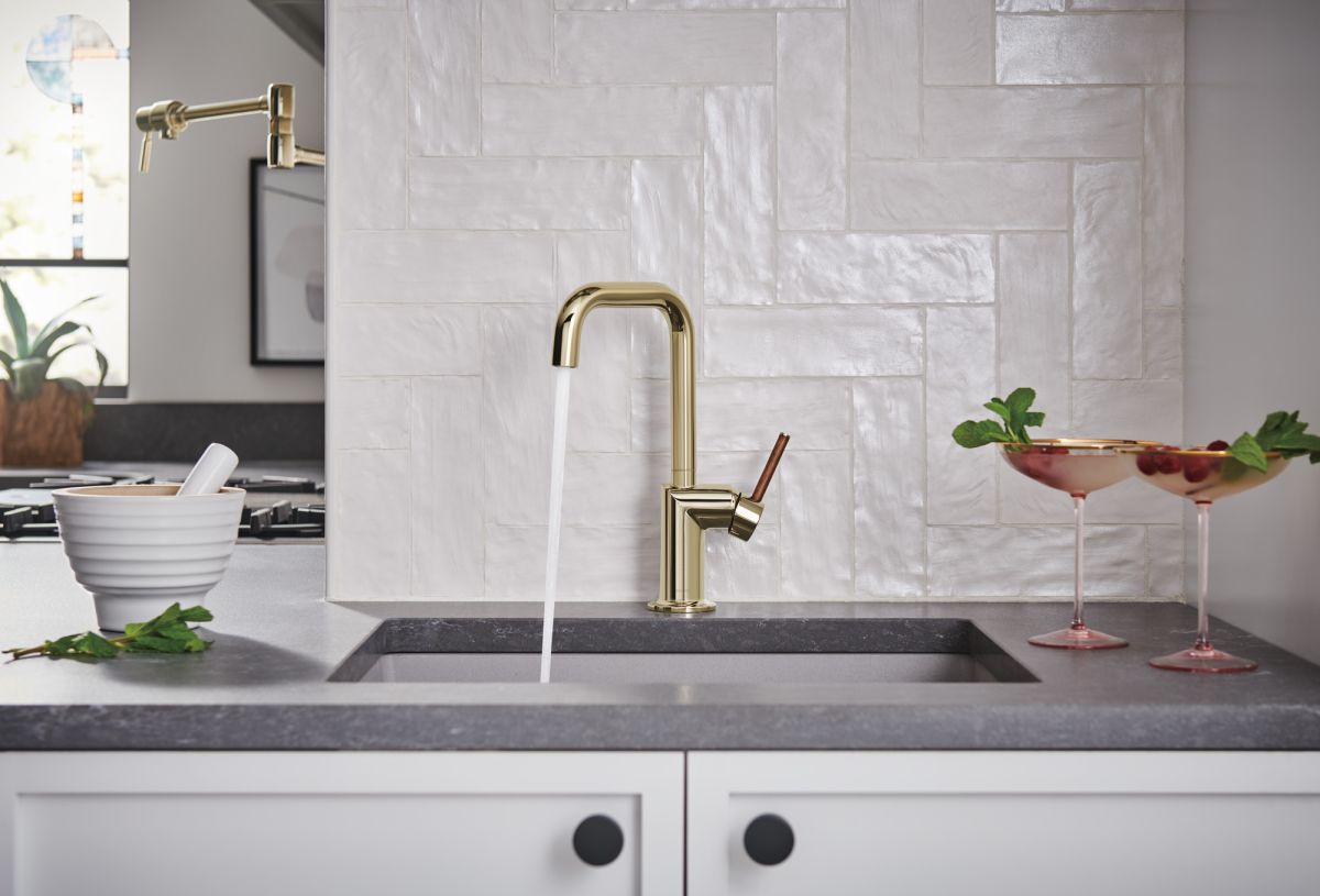 BRIZO Odin Bar Faucet with Square Spout - Less Handle — Polished Nickel