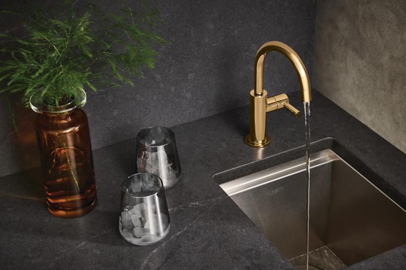 BRIZO Odin Beverage Faucet with Arc Spout — Polished Gold