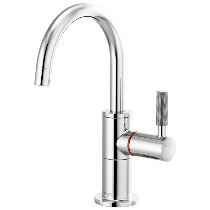 BRIZO Litze Instant Hot Faucet with Arc Spout and Knurled Handle — Chrome