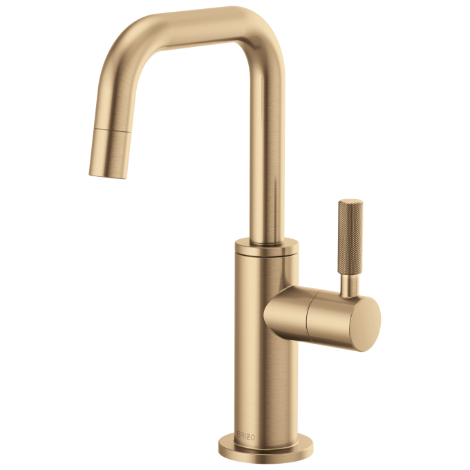 BRIZO Litze Beverage Faucet with Square Spout and Knurled Handle — Luxe Gold