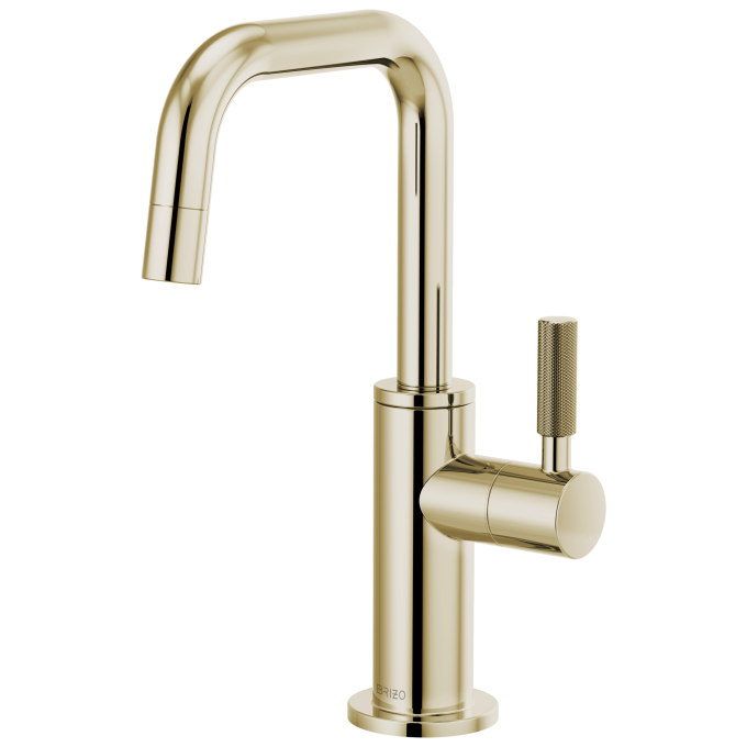 BRIZO Litze Beverage Faucet with Square Spout and Knurled Handle — Polished Nickel