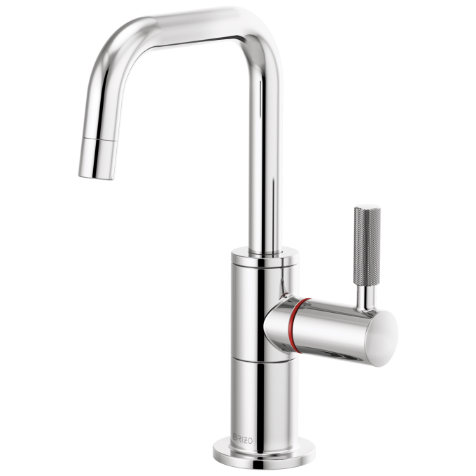 BRIZO Litze Instant Hot Faucet with Square Spout and Knurled Handle — Chrome