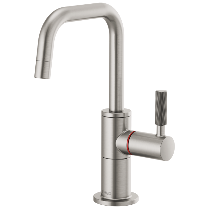 BRIZO Litze Instant Hot Faucet with Square Spout and Knurled Handle — Stainless
