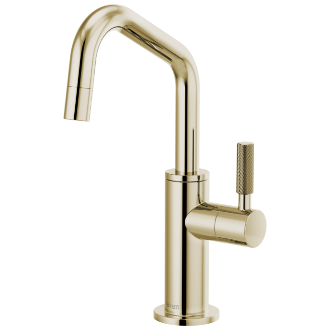 BRIZO Litze Beverage Faucet with Angled Spout and Knurled Handle — Polished Nickel