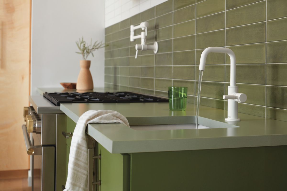 BRIZO Odin Beverage Faucet with Square Spout — Matte White