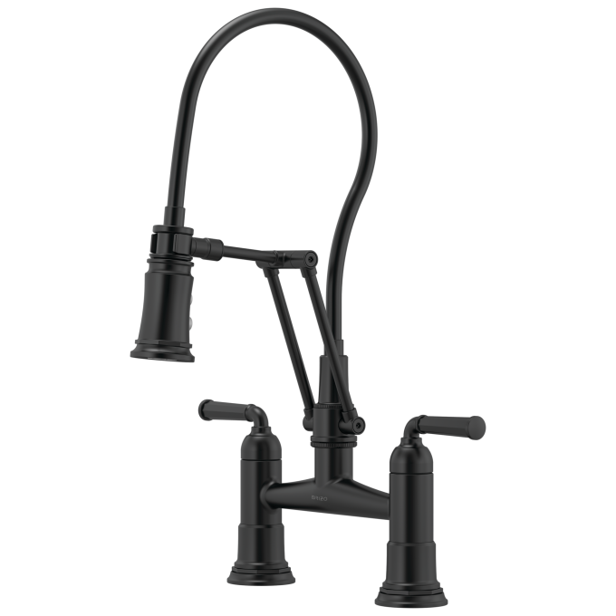 BRIZO Rook Articulating Bridge Faucet — Matte Black