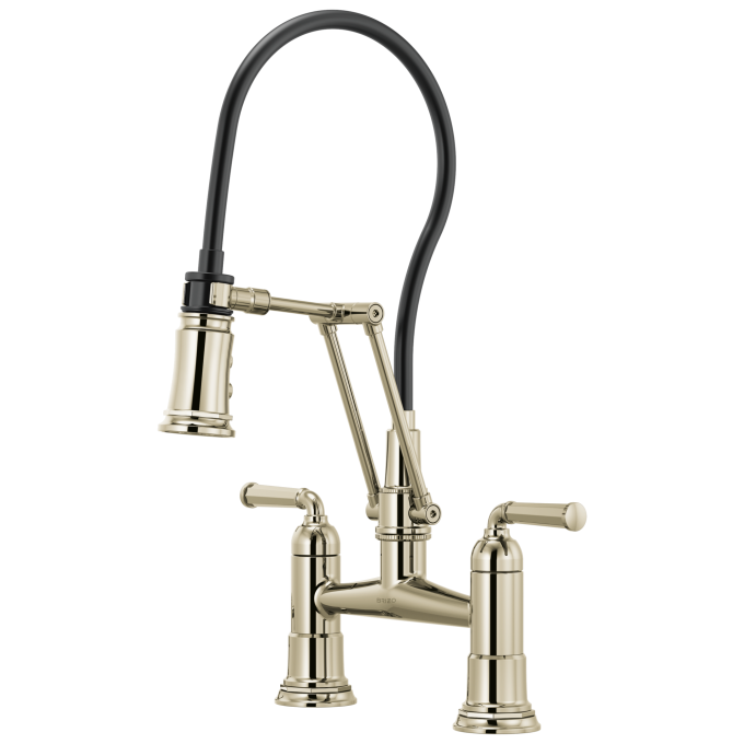 BRIZO Rook Articulating Bridge Faucet — Polished Nickel