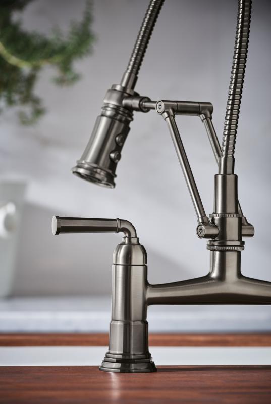 BRIZO Rook Articulating Bridge Faucet — Luxe Steel